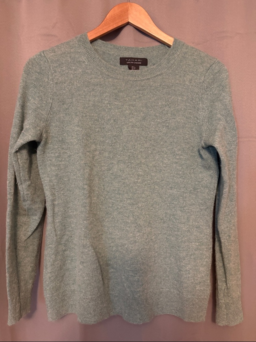 Tahari Sage Green Crewneck Sweater